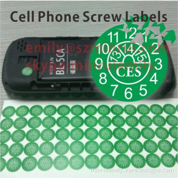 Custom Cell Phone Small Round Date Warranty Sticker,mobile Phone Eggskin Destructible Labels With Custom Logo Name 